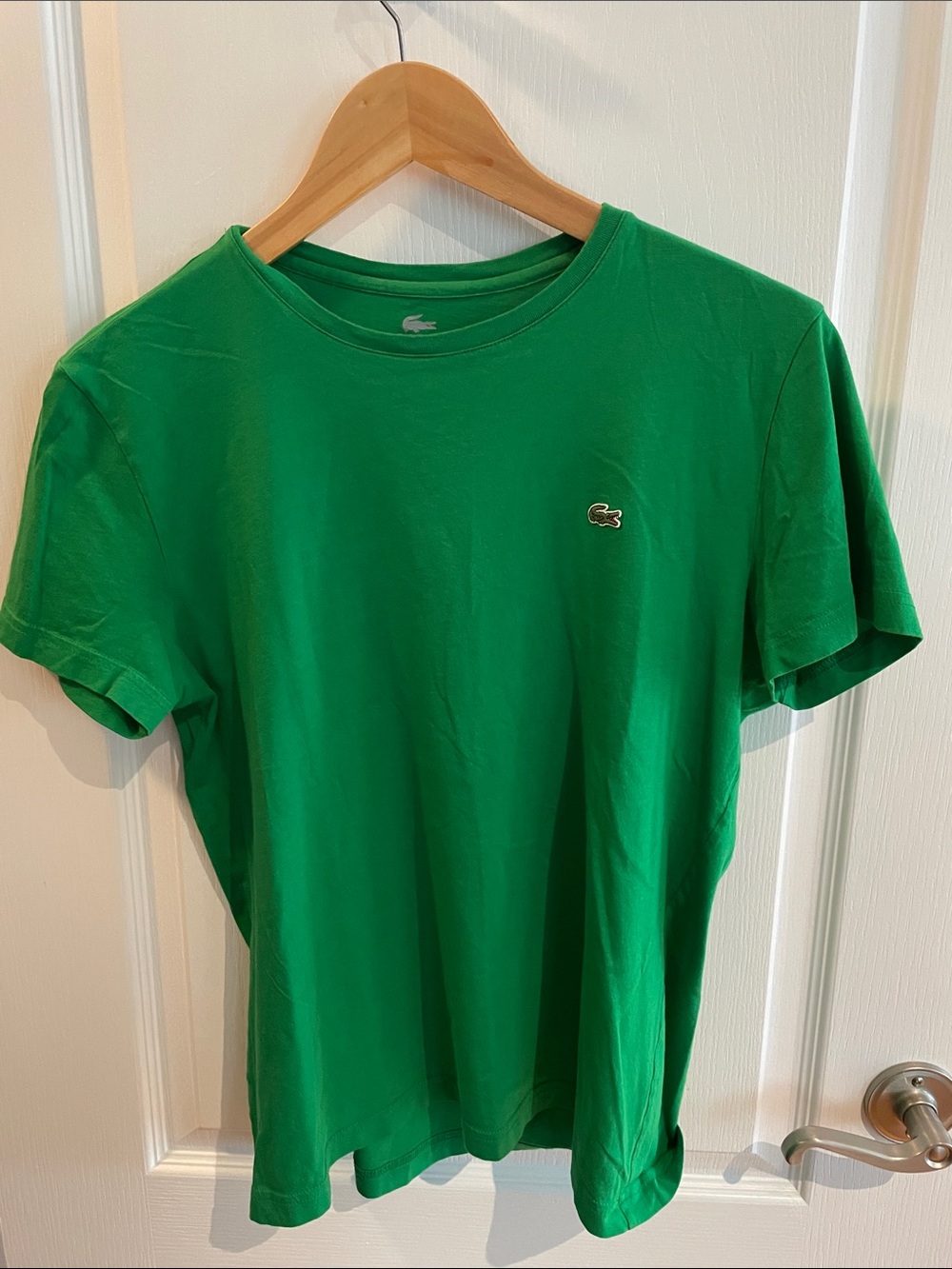 Lacoste Men's Bright Green Crew Neck Tee with Crocodile Logo